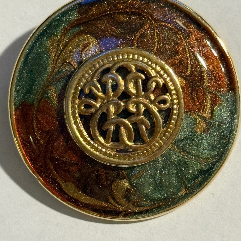 Vintage Enamel Brooch with Gold Accent